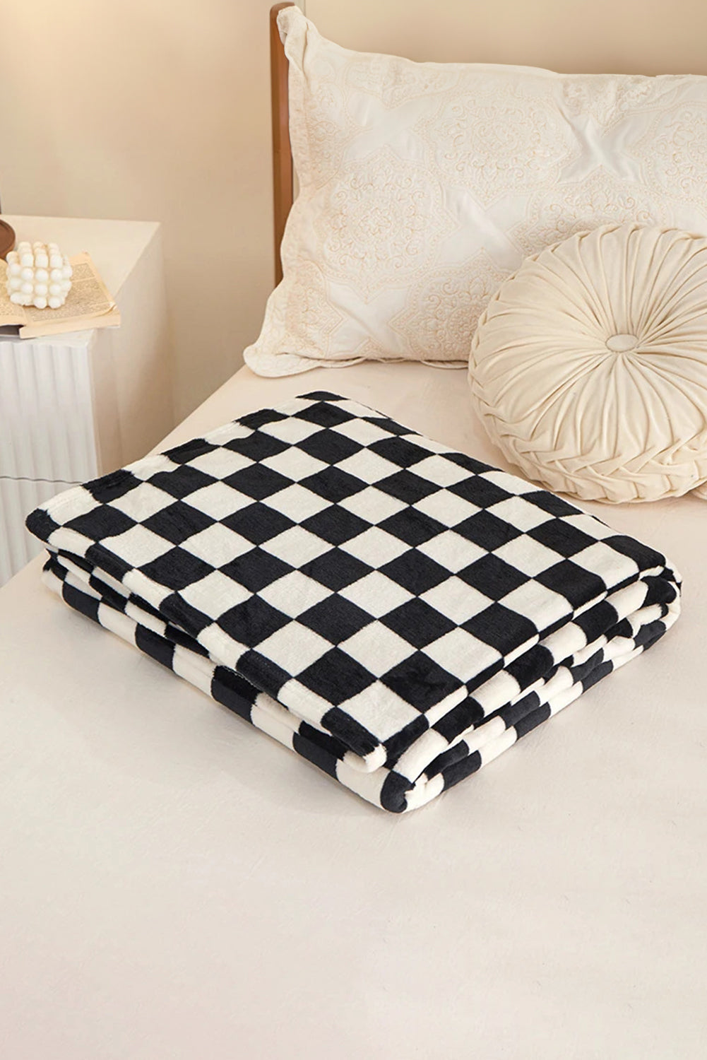 Stacey B's Black Checkerboard Printed Soft Throw Blanket