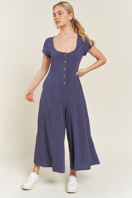 Stacey B's Linen Button Down Jumpsuit