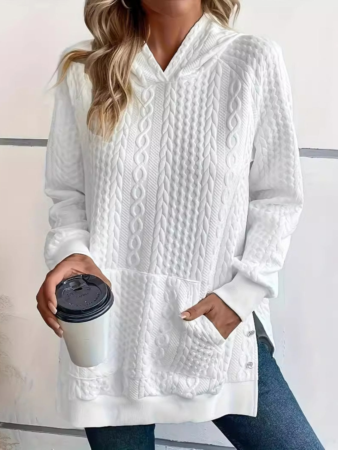 Stacey B's  Texture Long Sleeve Hoodie