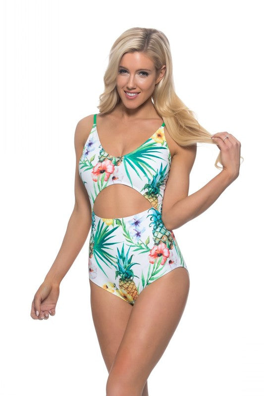 Stacey B's Pineapple Cutout One Piece Swimsuit