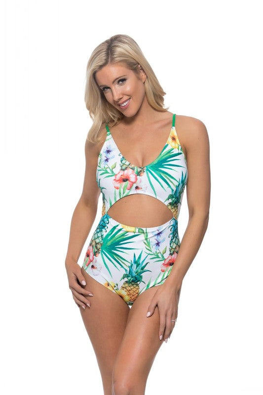 Stacey B's Pineapple Cutout One Piece Swimsuit