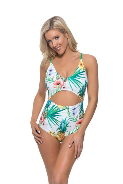 Stacey B's Pineapple Cutout One Piece Swimsuit