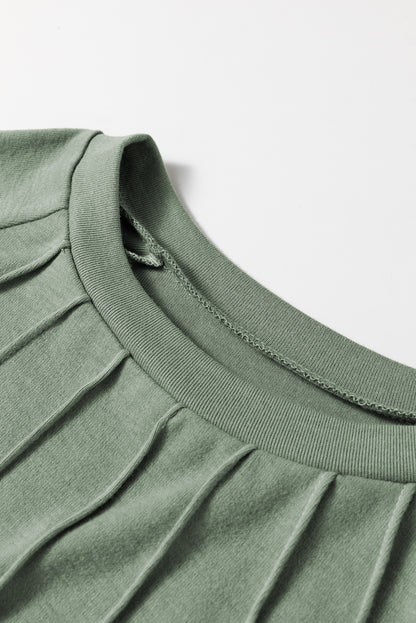Stacey B's Parchment Seam Detail Lace Contrast Cuffs Raglan Sleeve Top