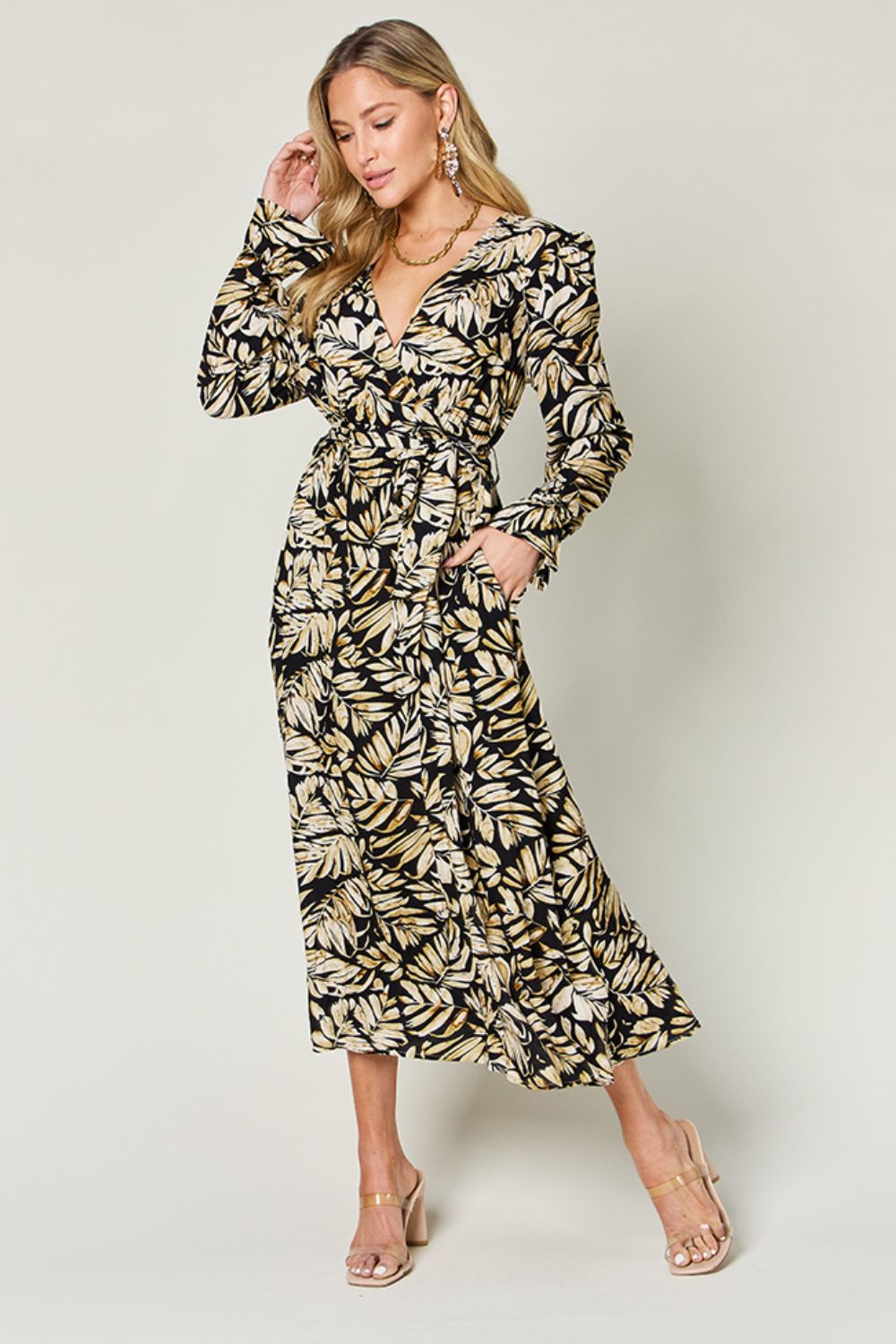 Stacey B's Double Take Full Size Tie Back Flounce Sleeve Dress