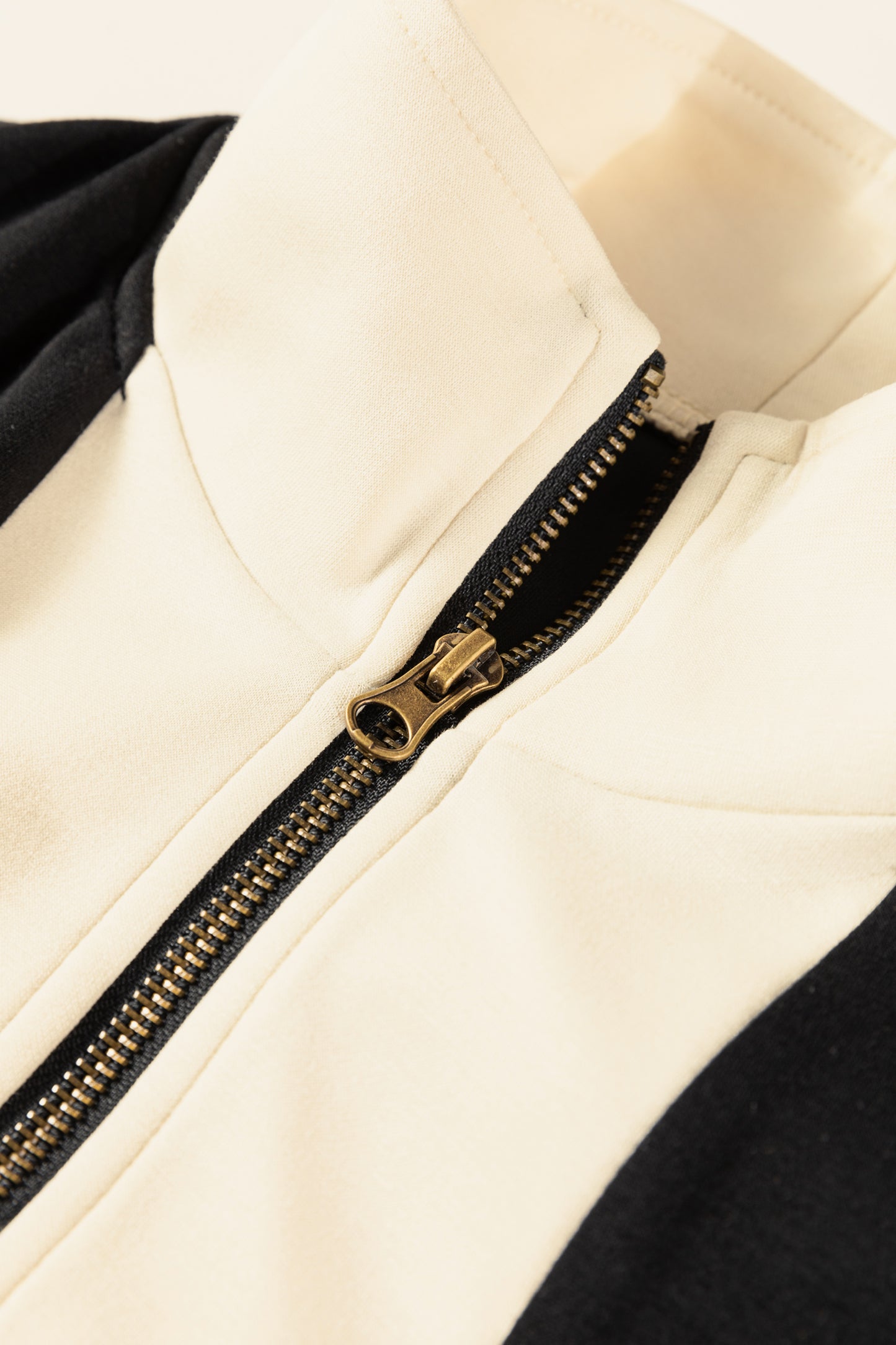 Stacey B's Black Two-tone Long Sleeve Zipped Front Casual Romper