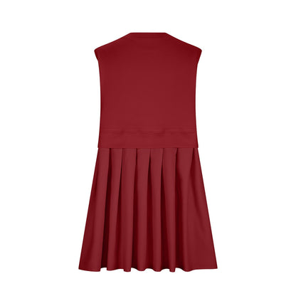 Stacey B's Pleated Round Neck Sleeveless Mini Dress