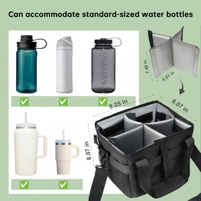 Stacey B's 4-Compartment Leakproof Drink Carrier Bag – Adjustable Strap Beverage Holder for Car & Travel
