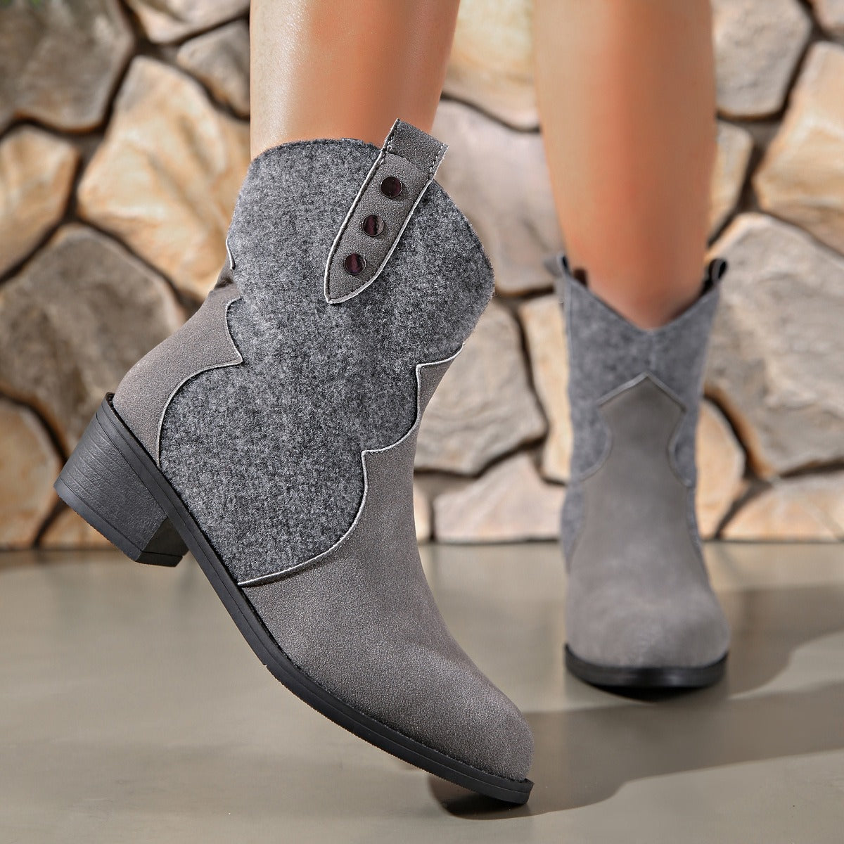 Stacey B's Suede Point Toe Block Heel Boots