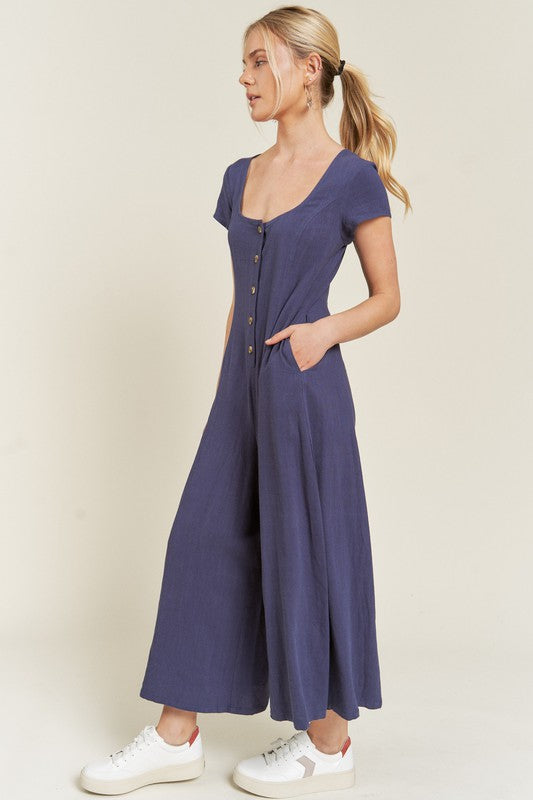 Stacey B's Linen Button Down Jumpsuit