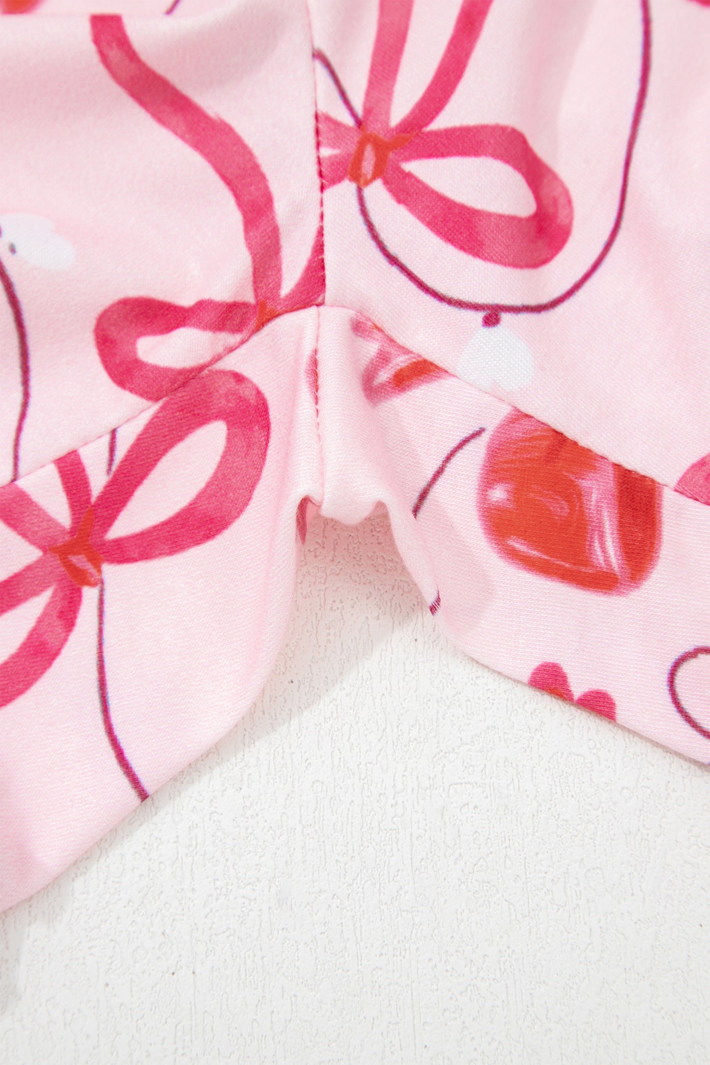 Stacey B's Red Romantic Bow Print Loose Tee Drawstring Shorts 2pcs Lounge Set