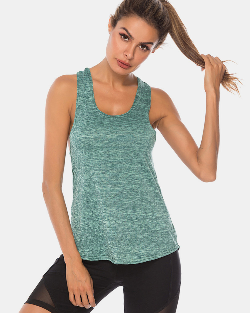 Stacey B's Full Size Scoop Neck Wide Strap Active Tank