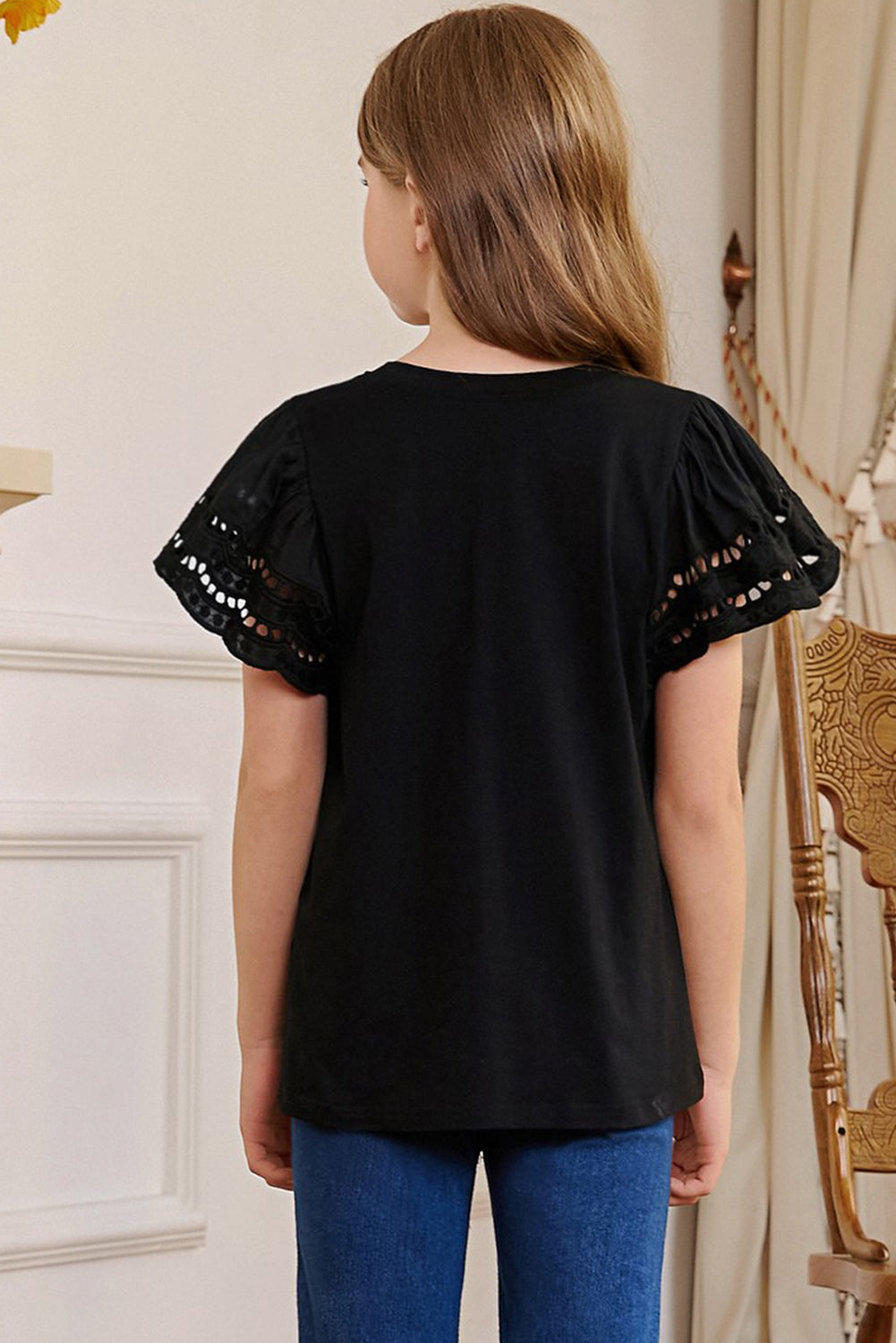 Stacey B's Round Neck Flutter Sleeve T-Shirt