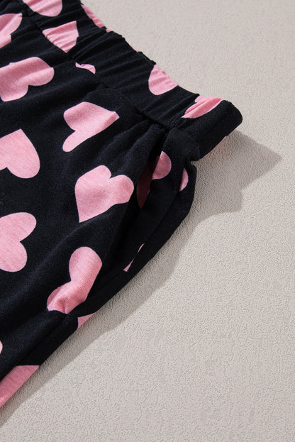 Stacey B's Heart Print Long Sleeve Top and Shorts Lounge Set