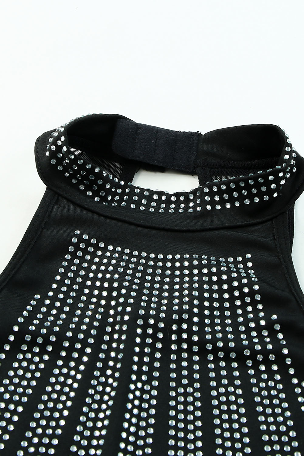 Stacey B's Black Sexy Rhinestone Sleeveless High Neck Bodysuit