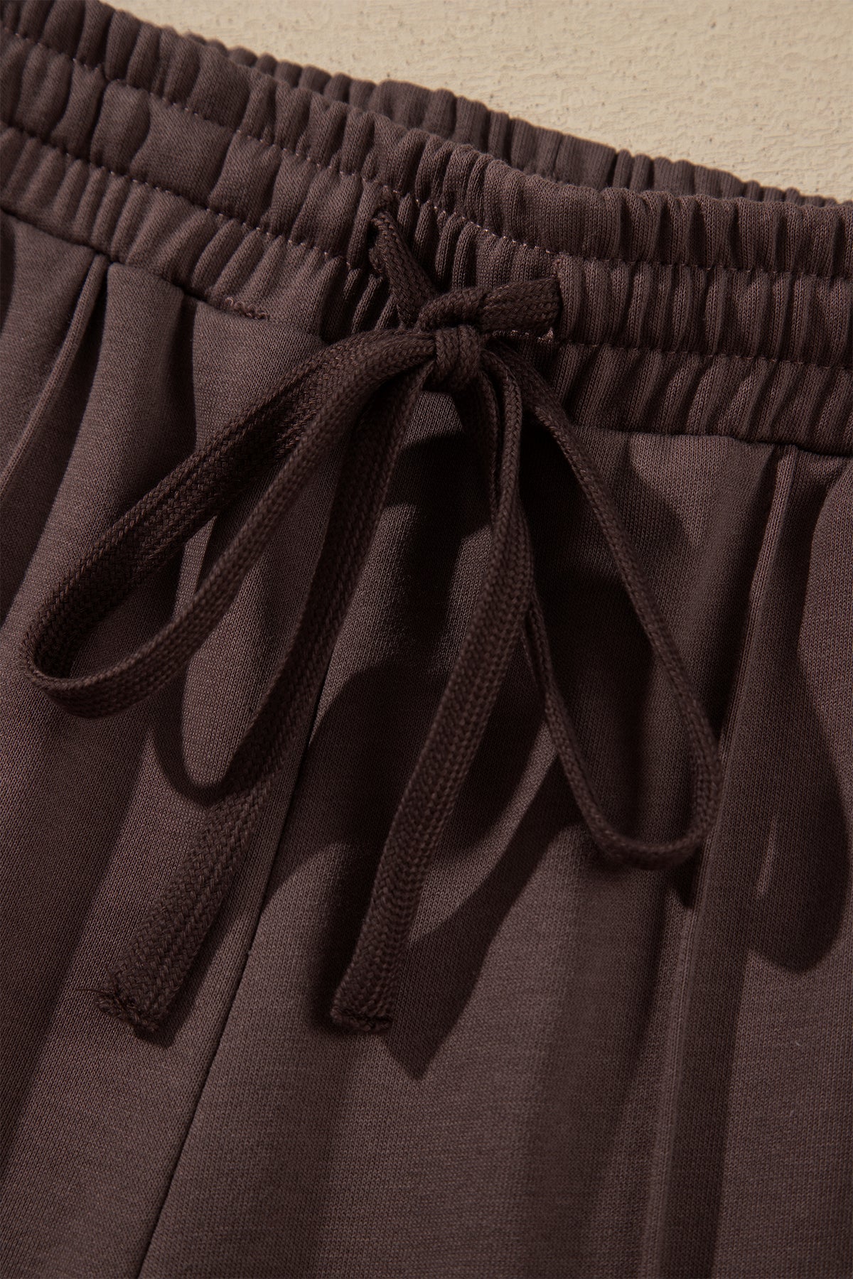 Stacey B's Coffee Solid Color Piping Trim Mock Neck Pullover Drawstring Pants Set