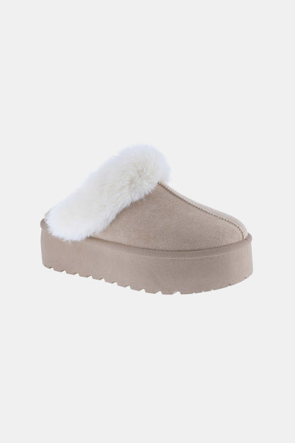 Stacey B's Thick Bottom Fur Trim Snow Slippers
