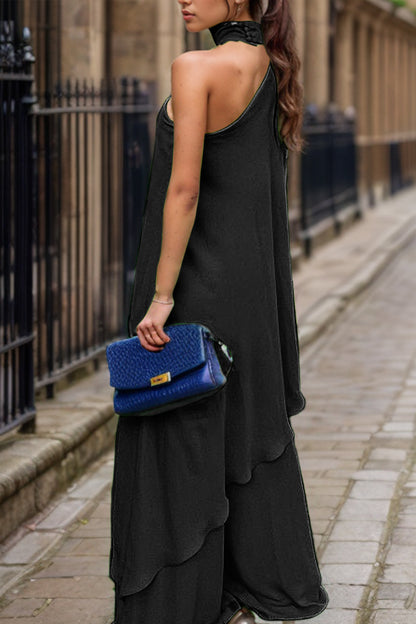 Stacey B's Mock Neck Single Shoulder Top and Pants Set