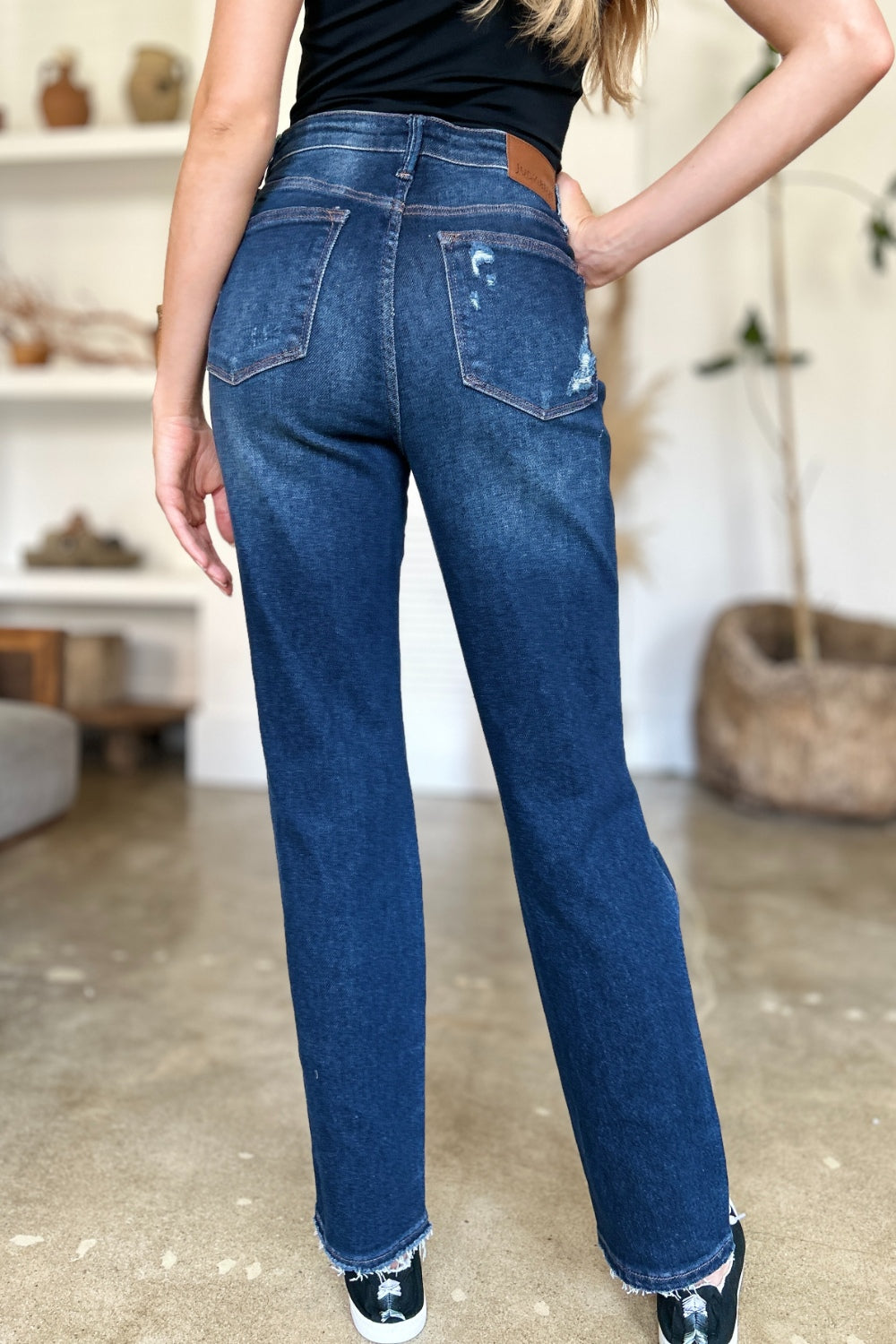 Stacey B's Judy Blue Full Size High Waist Rigid Magic Heavy Destroy Straight Jeans