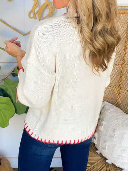 Stacey B's Bow Round Neck Long Sleeve Sweater
