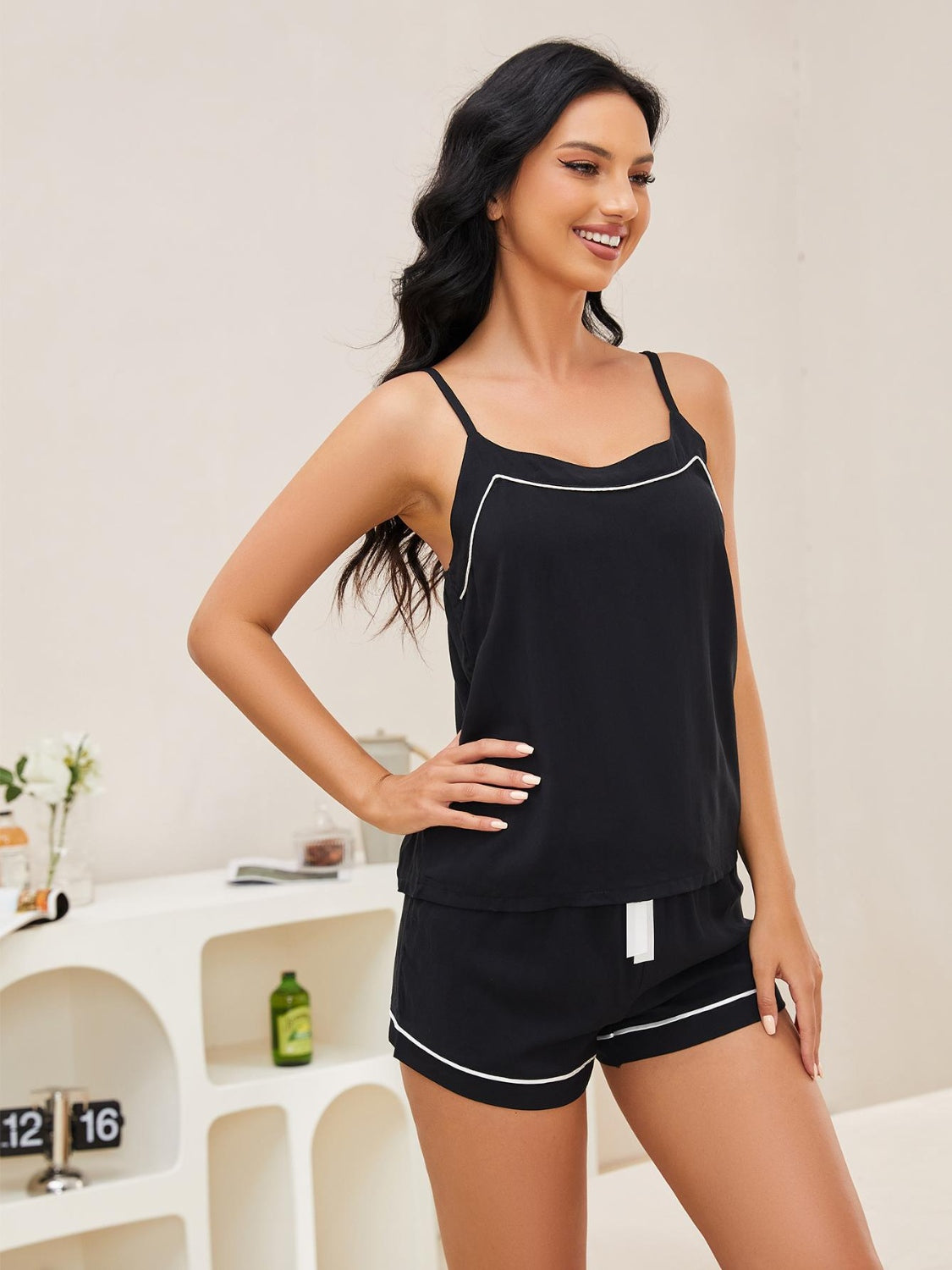 Stacey B's Scoop Neck Spaghetti Strap Top and Shorts Lounge Set