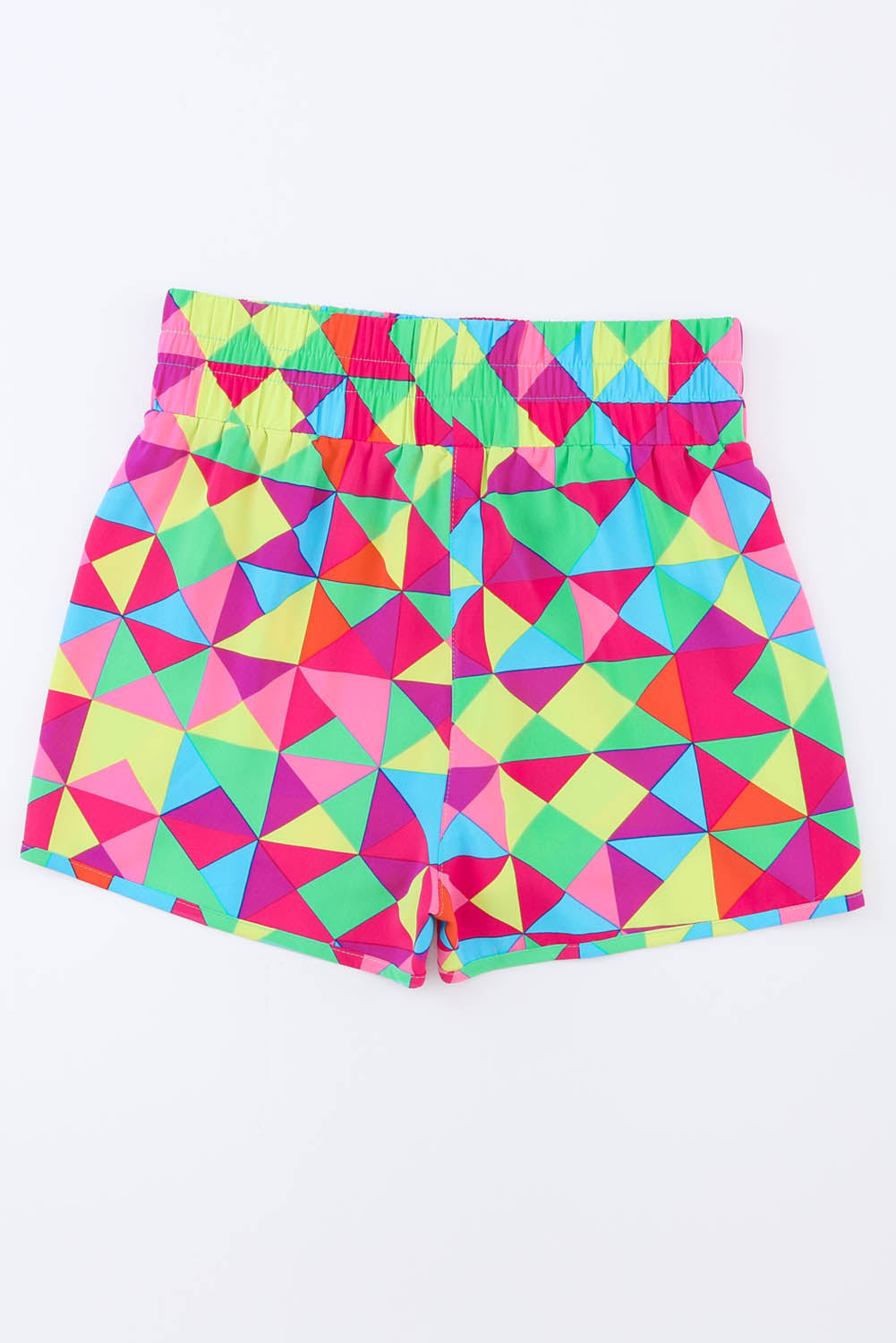 Stacey B's Multicolor Geometric Elastic High Waisted Shorts for Women