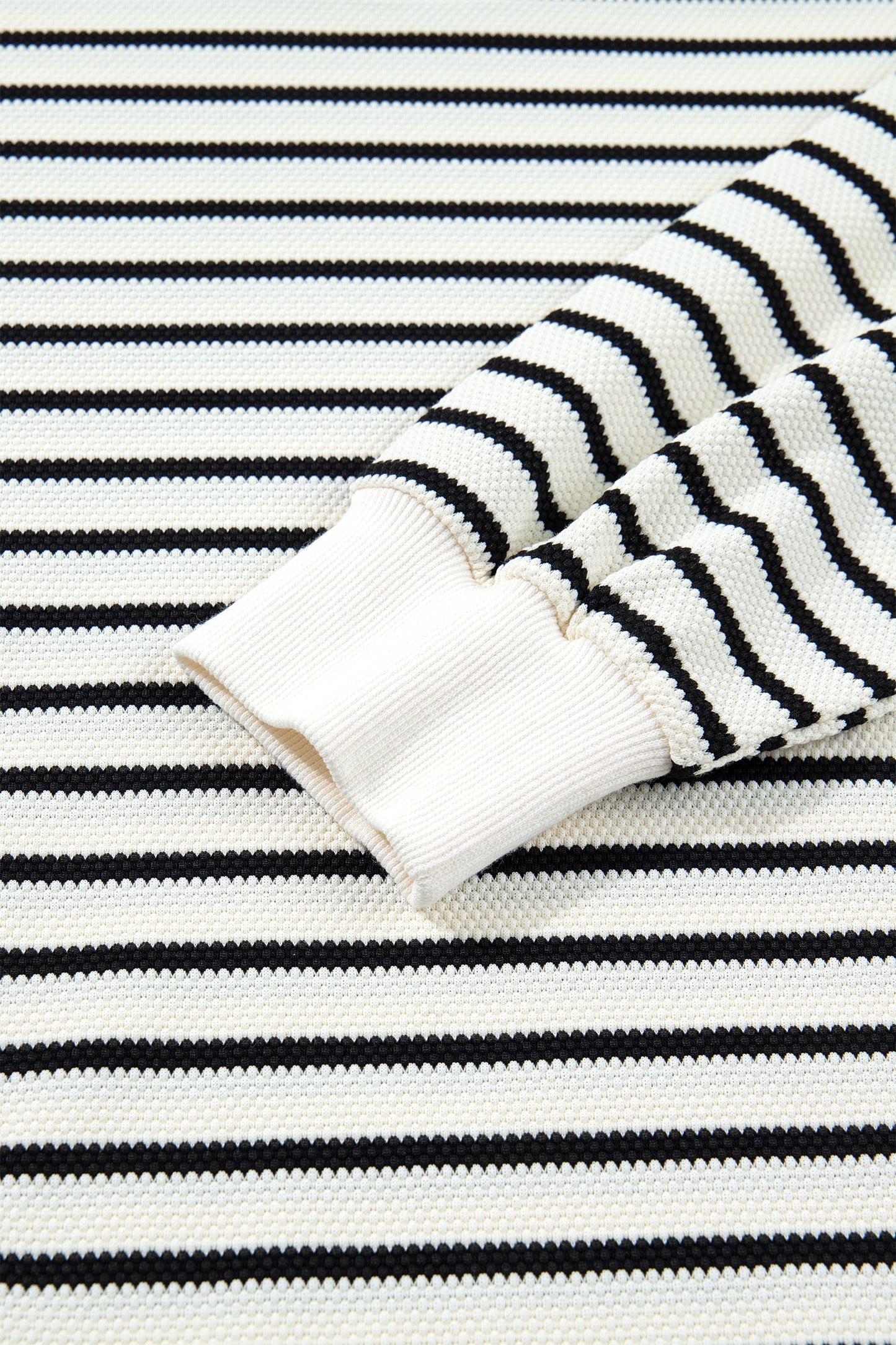 Stacey B's White Stripe Ruffle Trim Drop Shoulder Top Drawstring Loose Pant Set