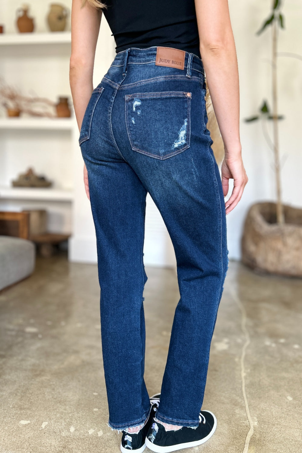 Stacey B's Judy Blue Full Size High Waist Rigid Magic Heavy Destroy Straight Jeans