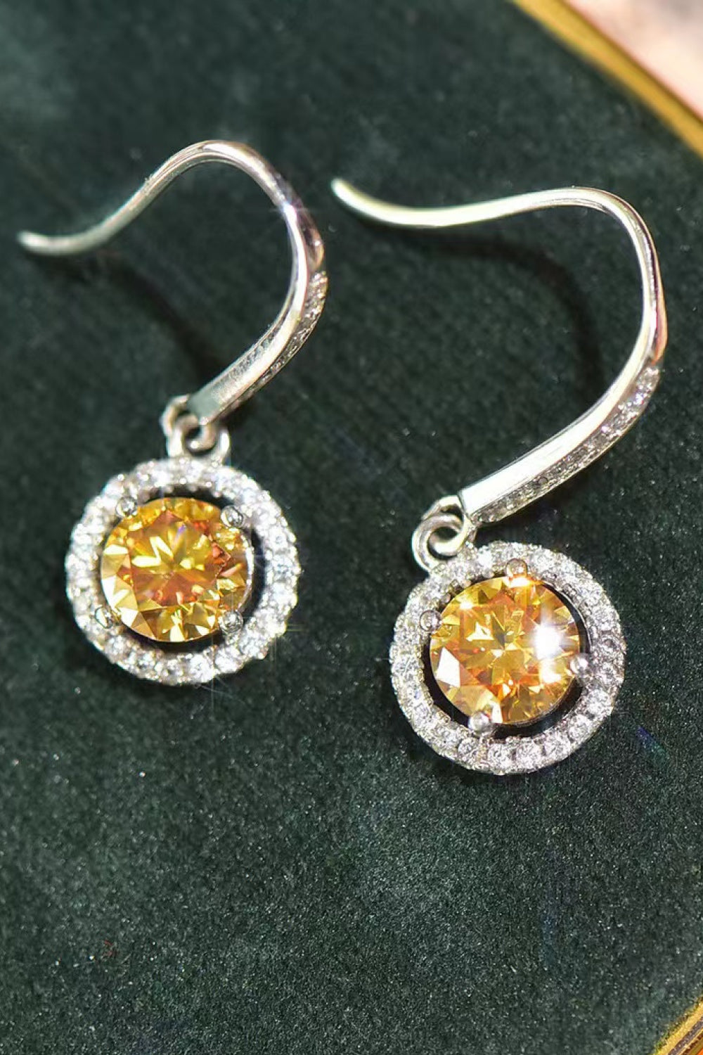 Stacey B's Platinum-Plated 2 Carat Moissanite Drop Earrings