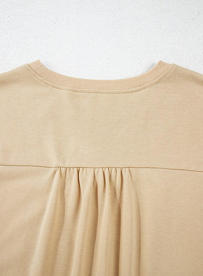 Stacey B's  Parchment Ruffled Short Sleeve Bowknot Applique Crew Neck Plus Size Top