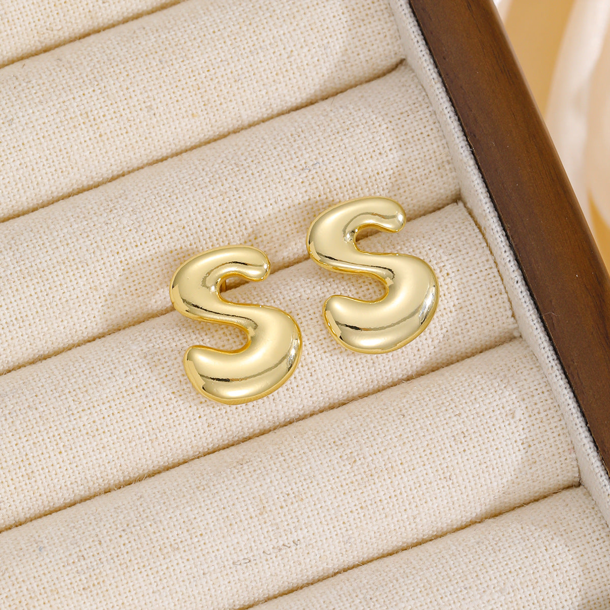 Stacey B's 18K Gold-Plated Bubble Letter Stud Earrings