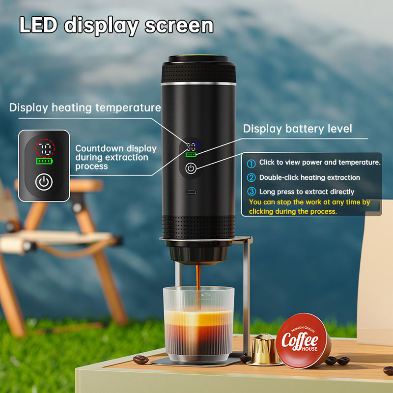Stacey B's Portable Espresso Machine w/ Digital Display – 3-in-1 Capsule & Ground Coffee Maker for Travel, Camping & Office