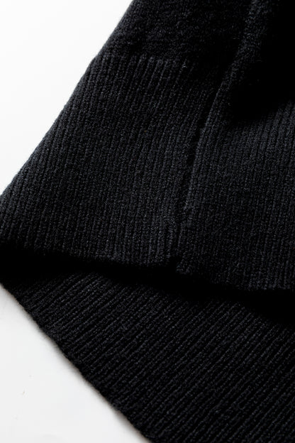 Stacey B's Black High Neck Puff Sleeve Sweater Pleated Mini Skirt 2pcs Knitted Outfit