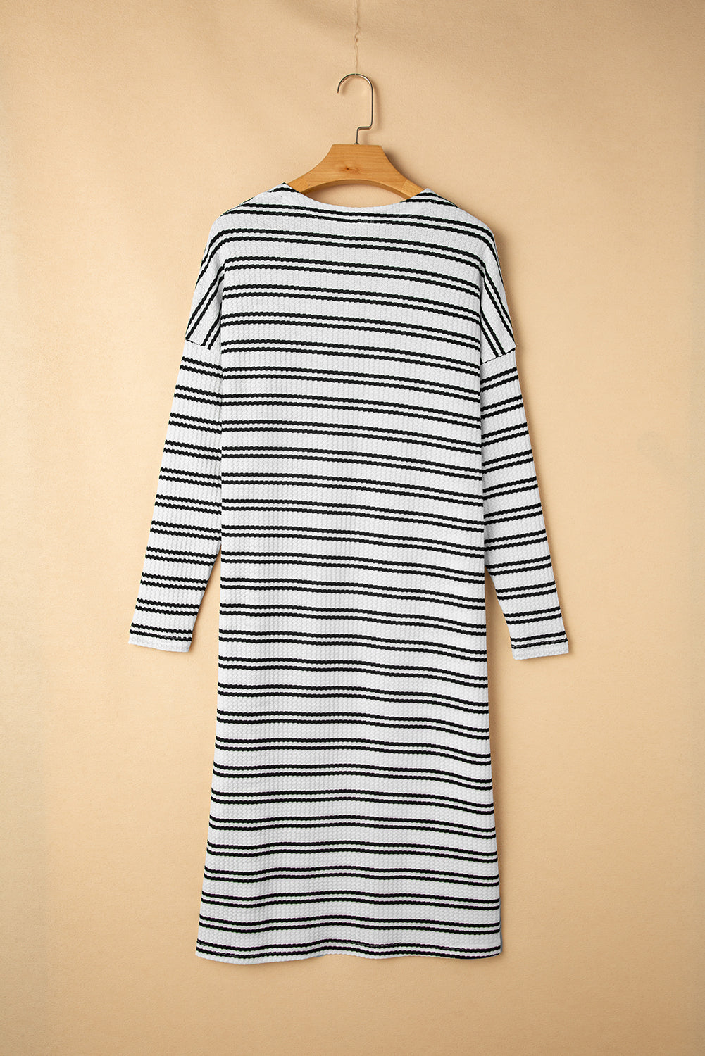 Stacey B's Black Stripe Print Open Front Duster Cardigan