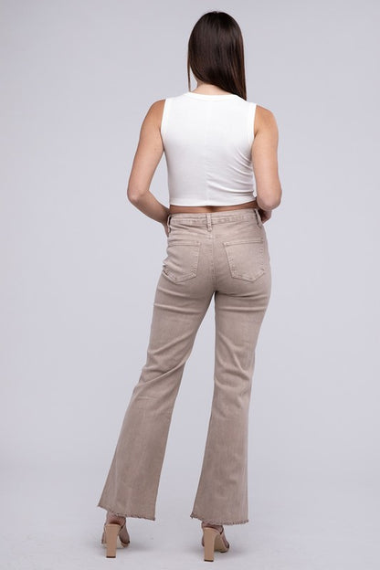Stacey B's Acid Washed Frayed Cutoff Hem Straight Wide Pants