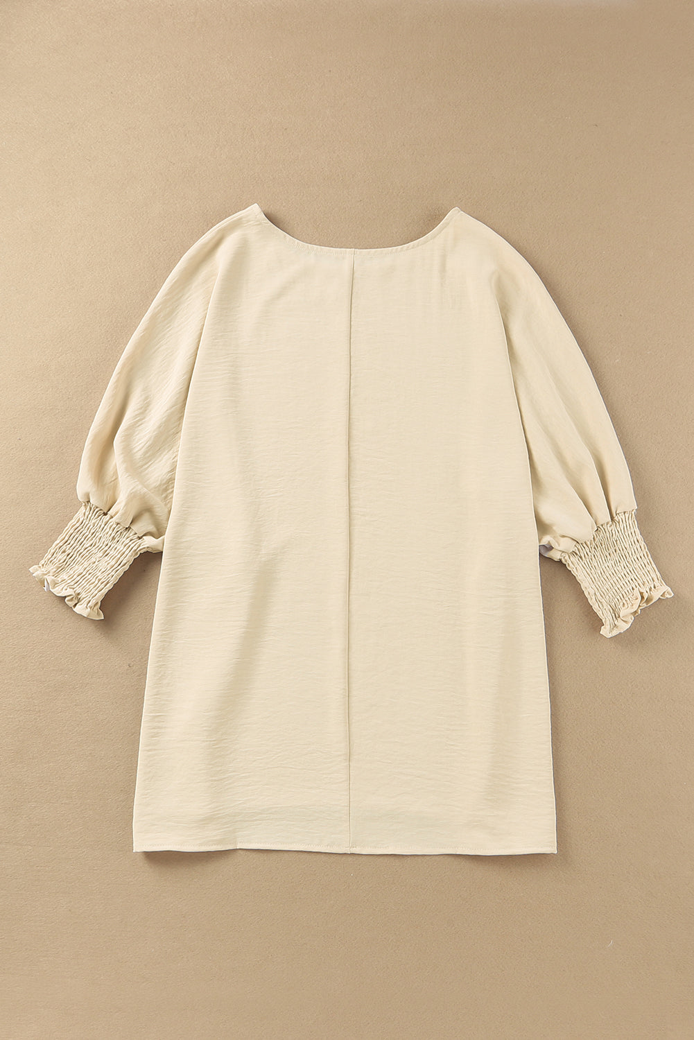 Stacey B's White Plain & Casual Shirred Cuffs Half Sleeve Top