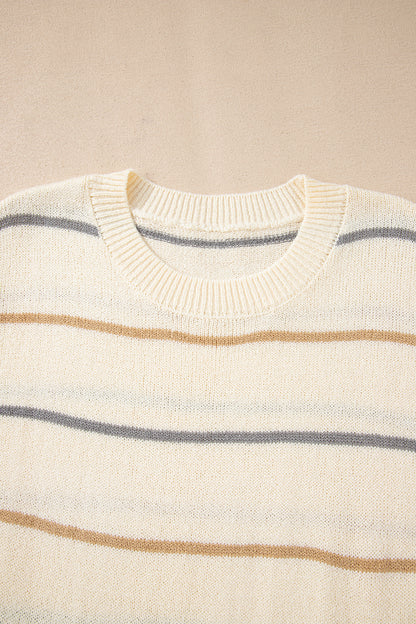 Stacey B's Multicolour Striped Print Drop Shoulder Shift Sweater Mini Dress