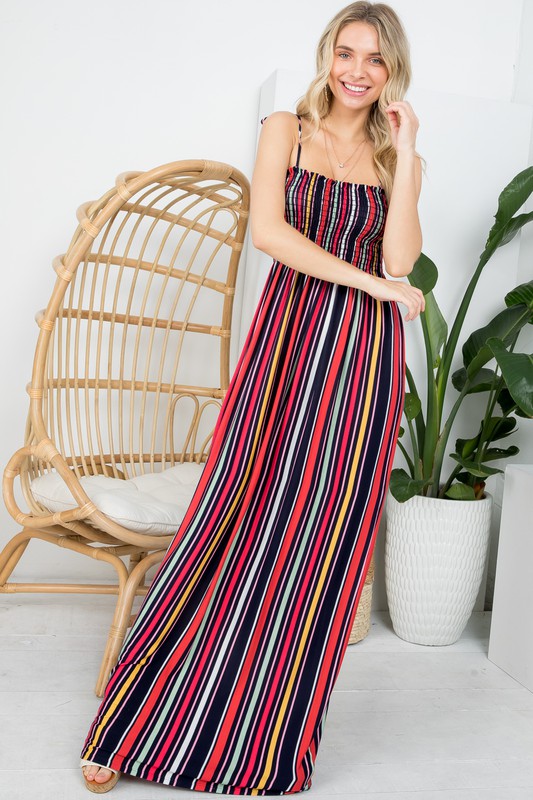 Stacey B's Plus Stripe Smocked Maxi Dress