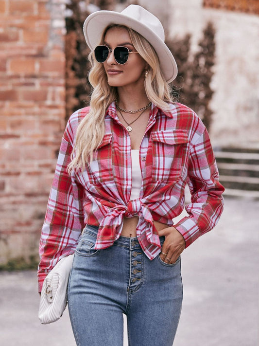 Stacey B's Mandy Plaid Dropped Shoulder Longline Shirt