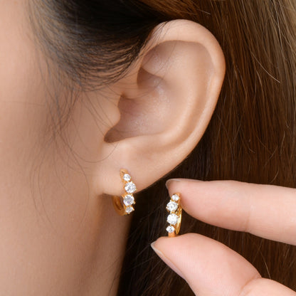 Stacey B's 925 Sterling Silver Moissanite Huggie Earrings