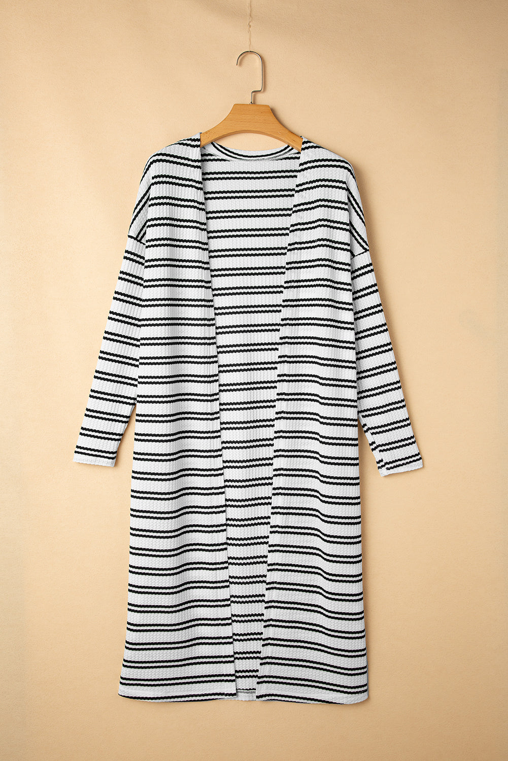 Stacey B's Black Stripe Print Open Front Duster Cardigan