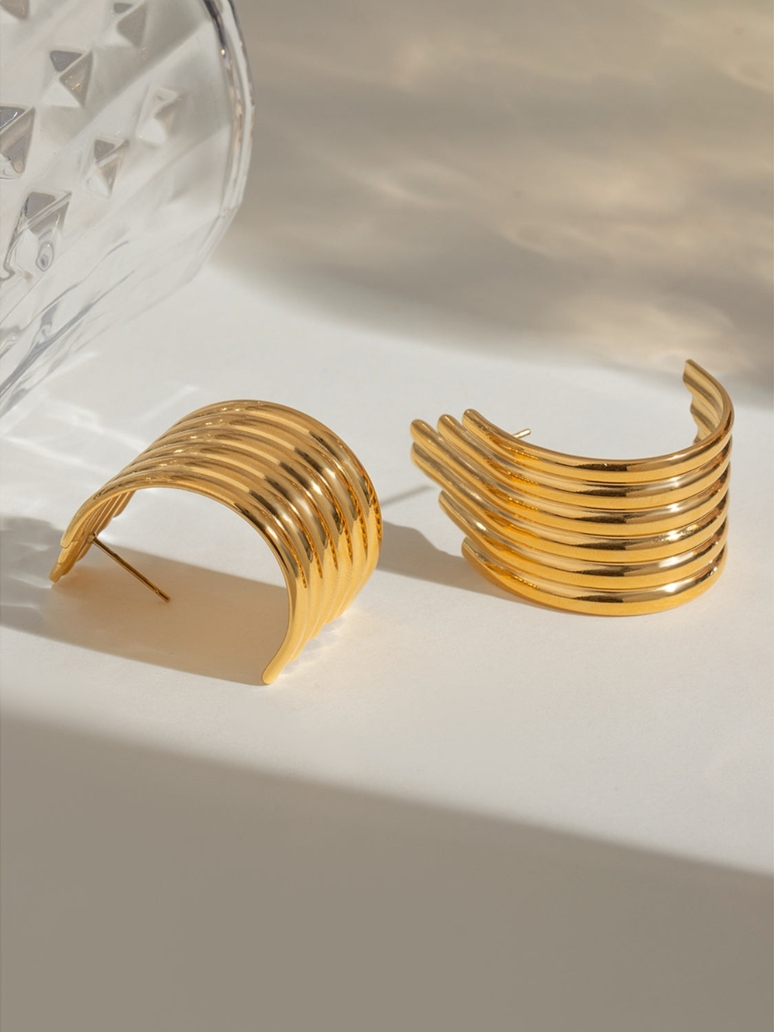 Stacey B's 18K Gold-Plated Stainless Steel Ribbed Earrings