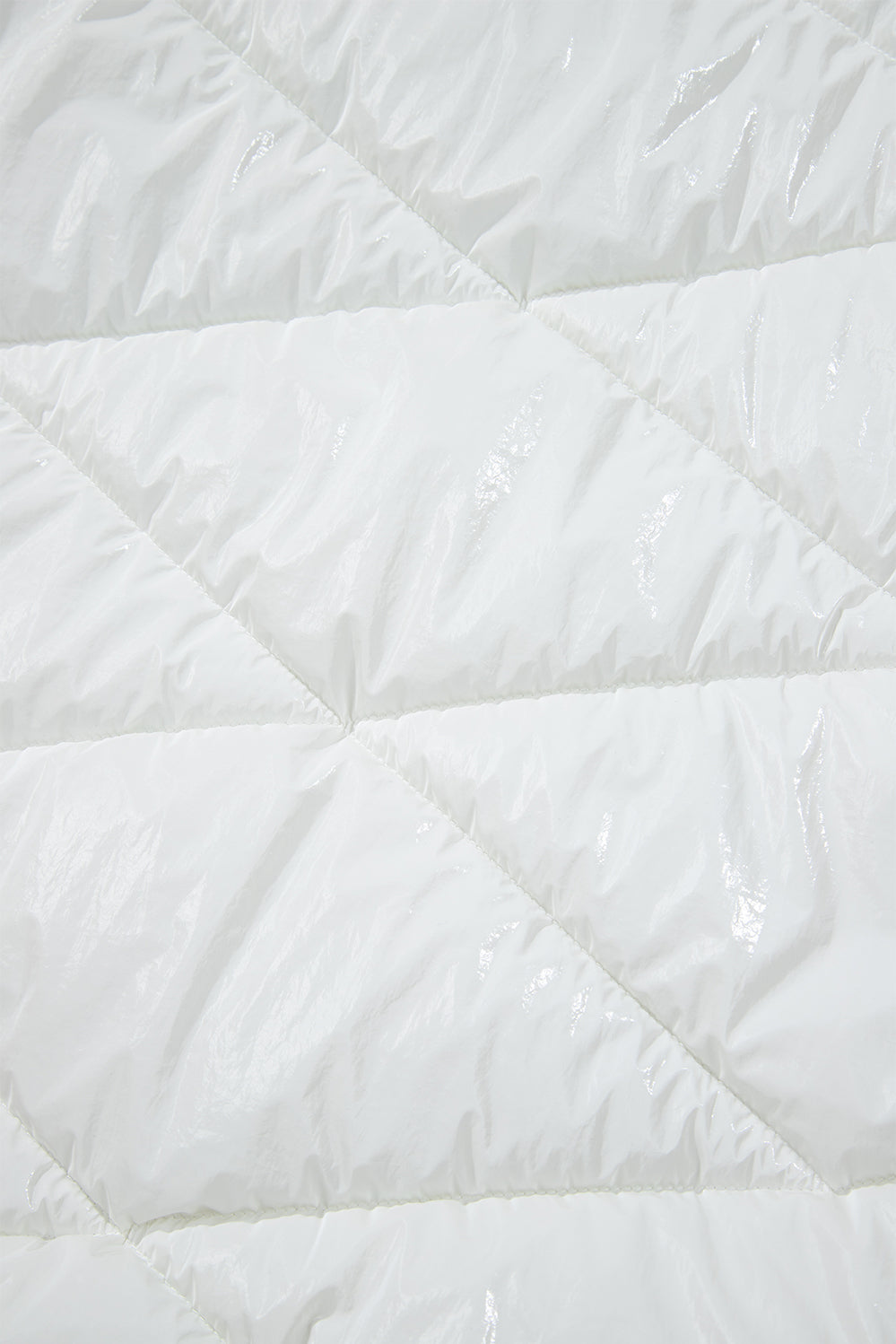 Stacey B's White Solid Quilted Hooded Zip Up Puffer Coat