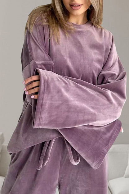 Stacey B's Buttery-Soft Round Neck Long Sleeve Top and Drawstring Pants Set