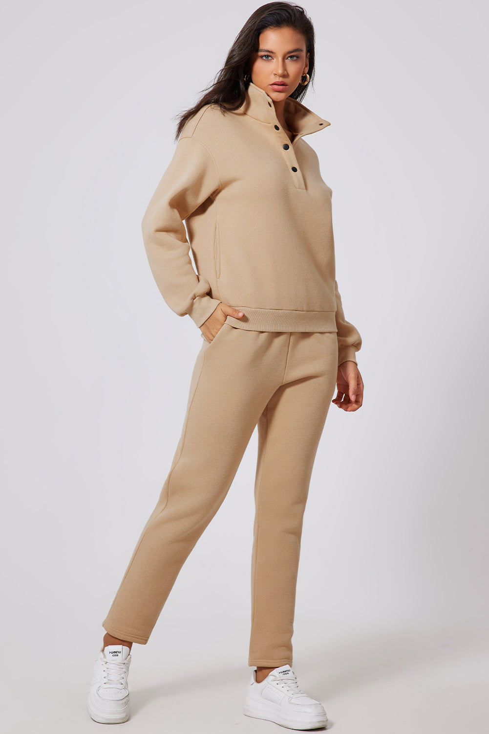 Stacey B's Half Snap Turtleneck Top and Pants Active Set