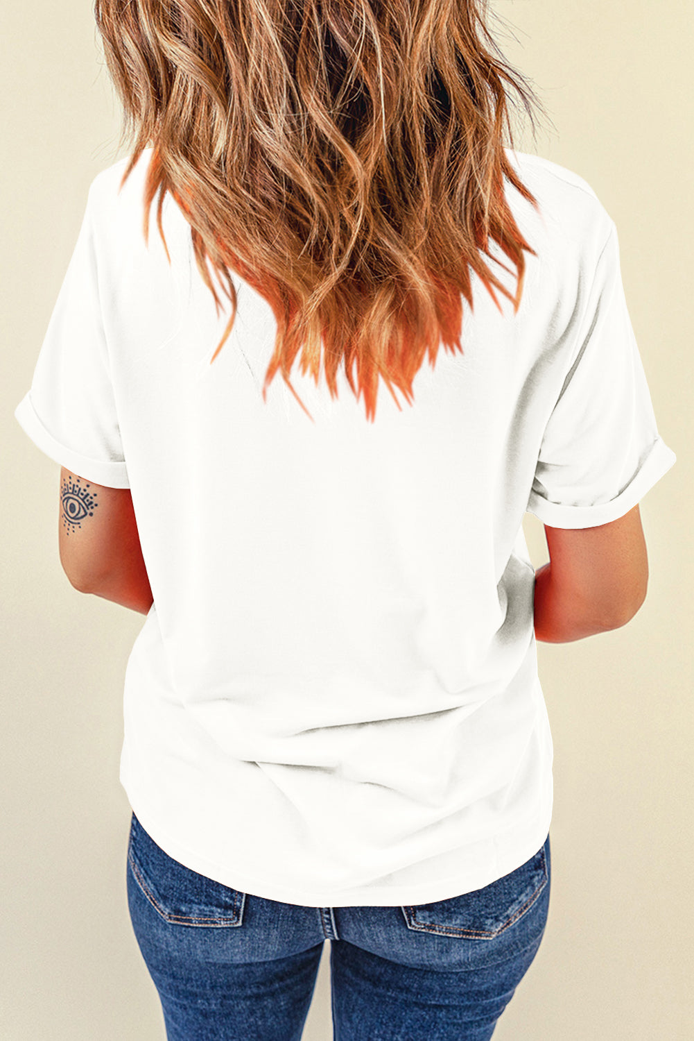 Stacey B's White Sequin Lucky Clover Graphic Crewneck Tee