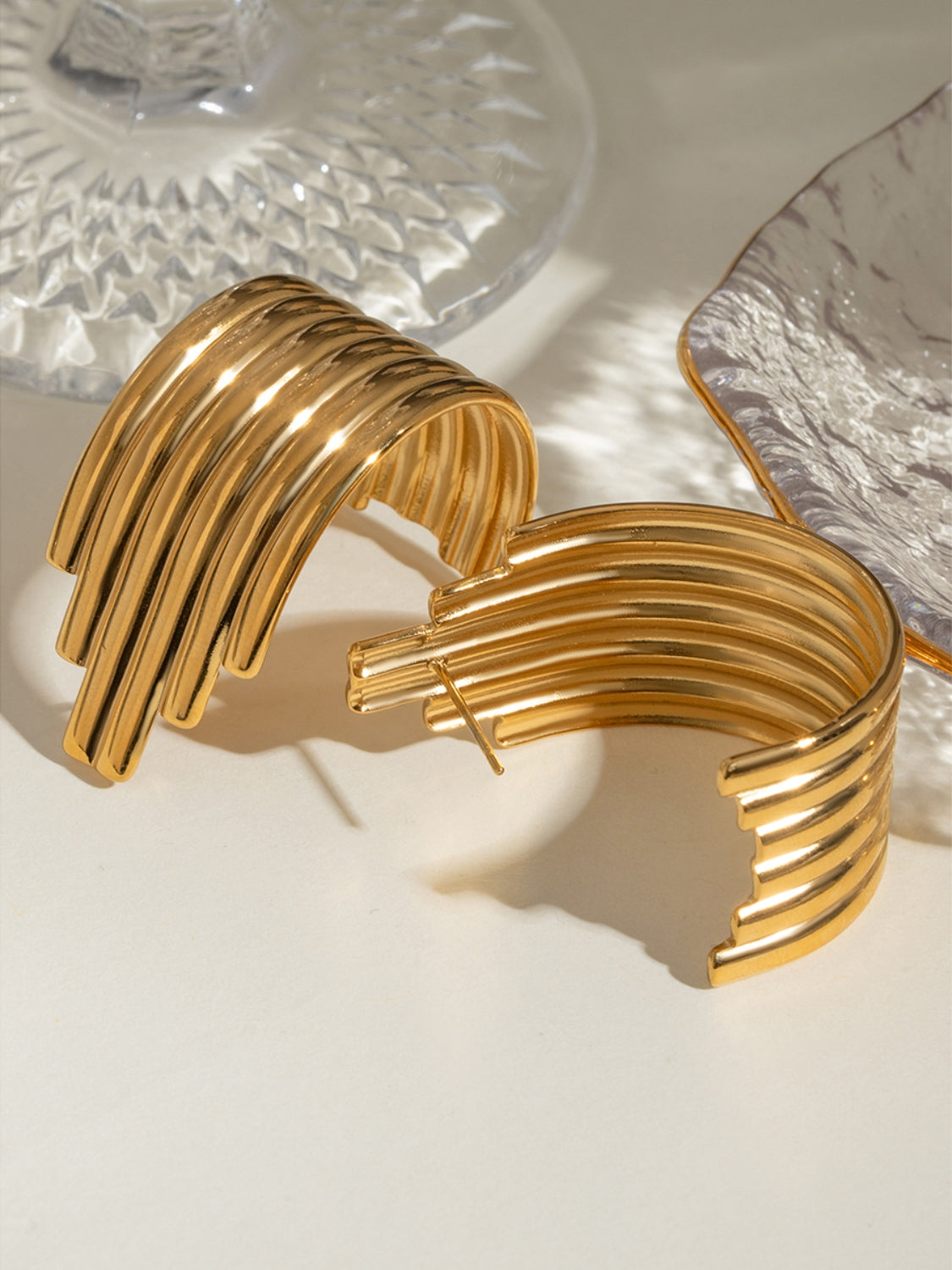 Stacey B's 18K Gold-Plated Stainless Steel Ribbed Earrings