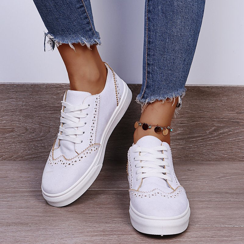 Stacey B's Lace-Up Suedette Flat Sneakers