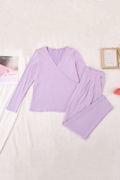 Stacey B's Buttery-Soft Surplice Long Sleeve Top and Pants Set