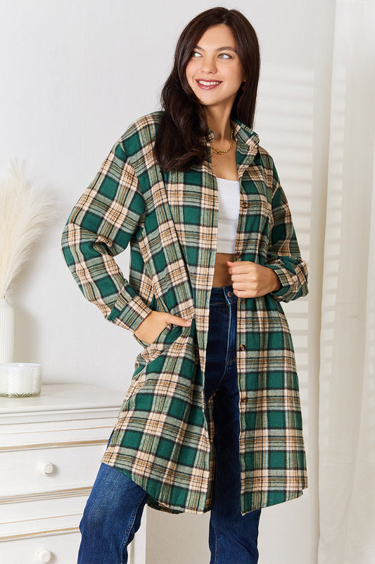 Stacey B's Mandy Plaid Collared Neck Long Sleeve Shirt