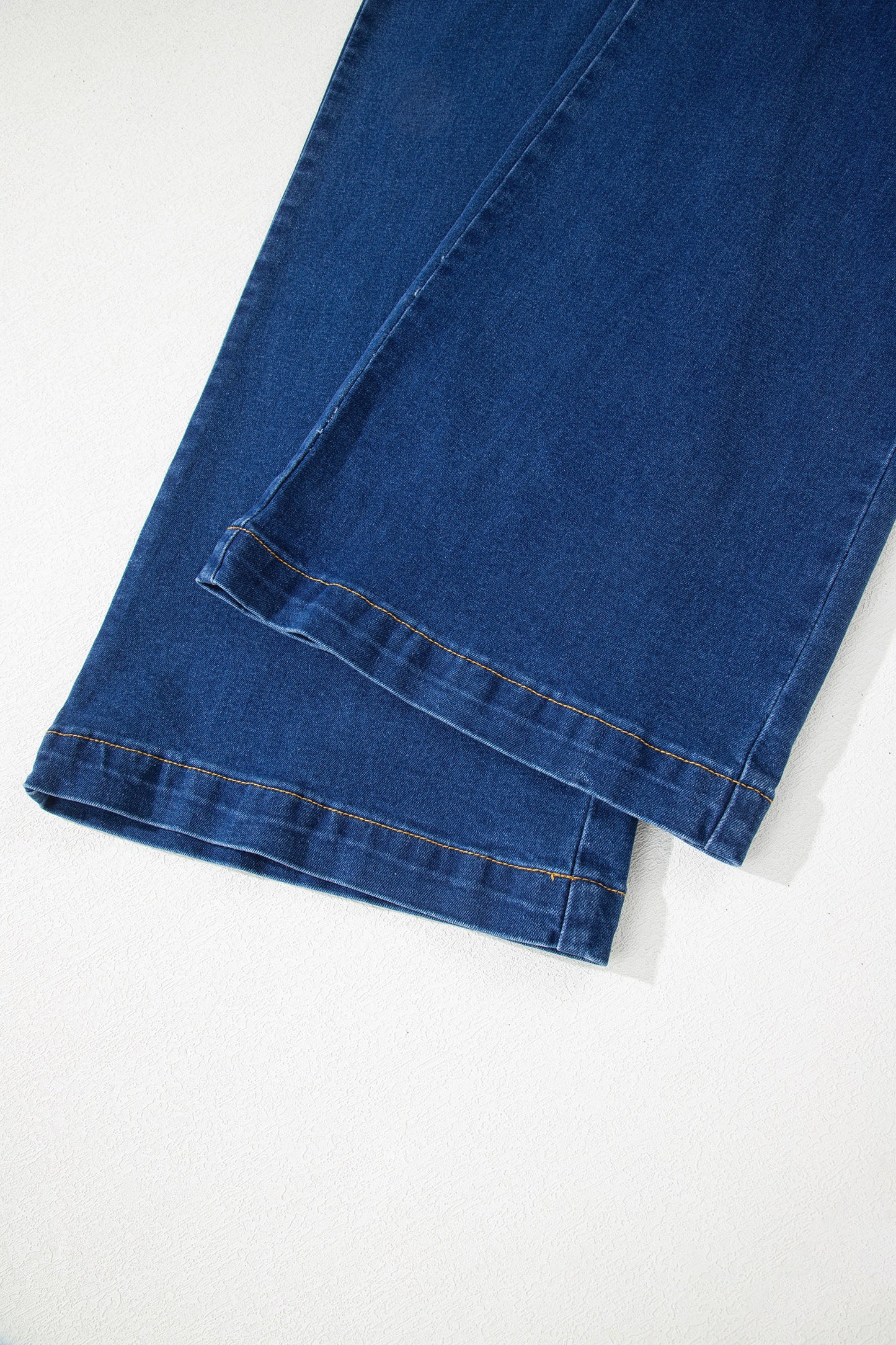 Stacey B's Sail Blue Hardware Decor Patched Pockets Wide Leg Denim Pants